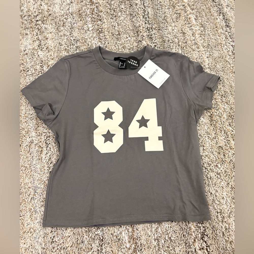 Gray Kids T-Shirt with Cream Print